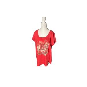 LUCKY BRAND (2021) Official‎ Women's Red Roses Floral Flowers T-Shirt Size XXL